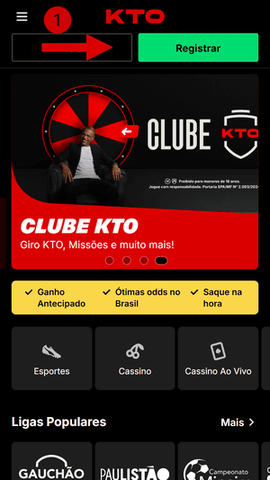 Primeiro passo no tutorial de cadastro da KTO