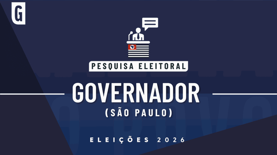 Ilustração feita pela Gazeta do Povo sobre pesquisa eleitoral nas Eleições 2026, com a bandeira do Brasil e palavra Governador.