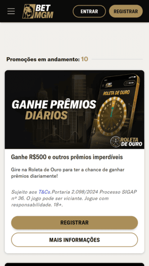 Bônus de cadastro do cassino BetMGM