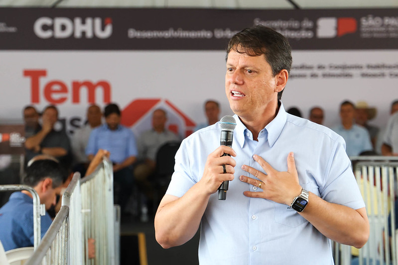 Após evento em Embu das Artes (SP), Tarcísio de Freitas reafirmou sua pretensão em disputar segundo mandato como governador de  São Paulo.