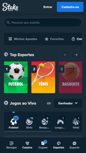 Tela de esportes na Stake

