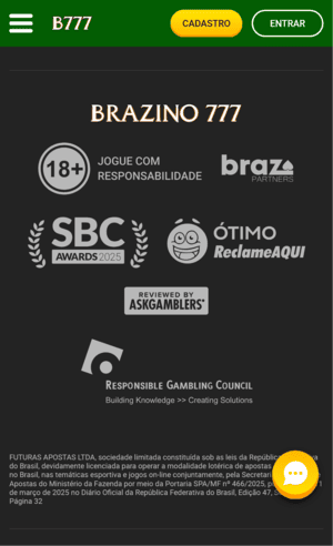 Selos de confiabilidade da Brazino777
