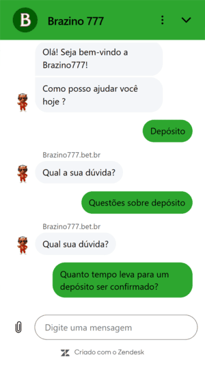 Demonstração real do suporte da Brazino777
