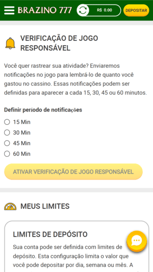 Ferramentas de jogo responsável na Brazino777
