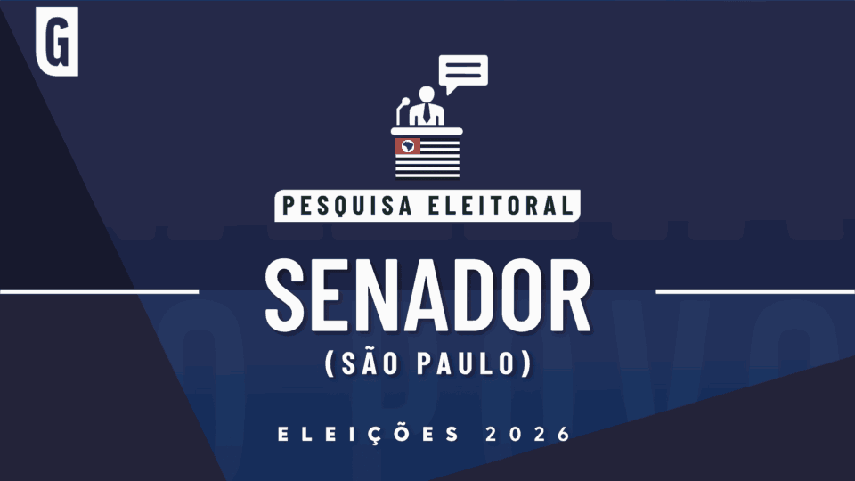 Ilustração feita pela Gazeta do Povo sobre pesquisa eleitoral nas Eleições 2026, com as palavras Senador e São Paulo