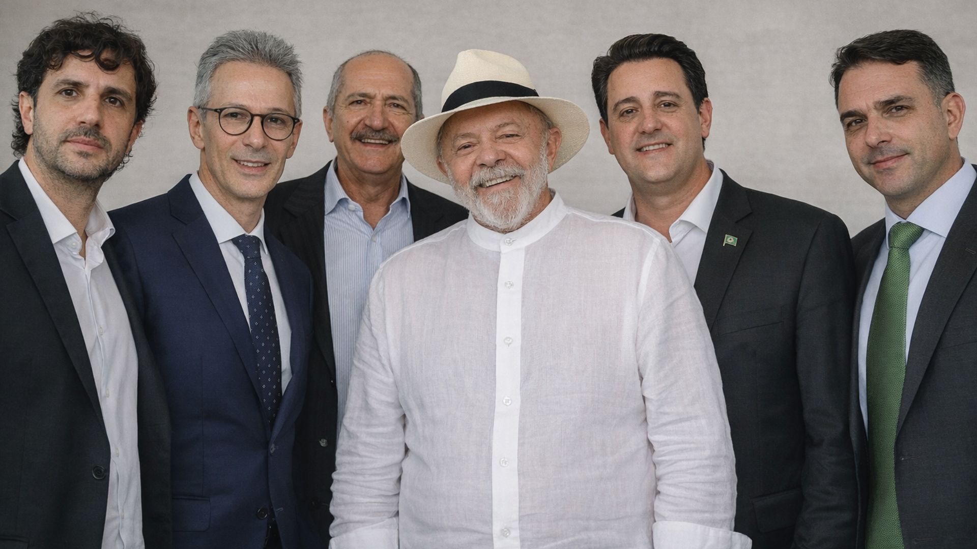 Renan Santos, Romeu Zema, Aldo Rebelo, Lula, Ratinho Jr. e Flávio Bolsonaro: não é o plantel definitivo, claro.