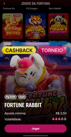 Captura de tela mostra Fortune Rabbit disponível no catálogo da Superbet