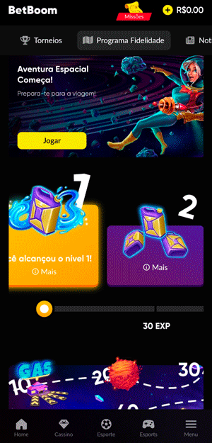 Página do Programa VIP da BetBoom com os níveis de progressão