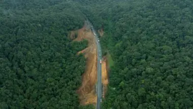 obras das áreas de escape da Serra Dona Francisca em SC