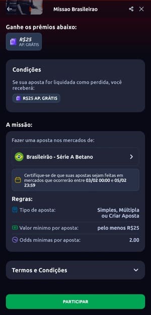 Apostas grátis na Betano