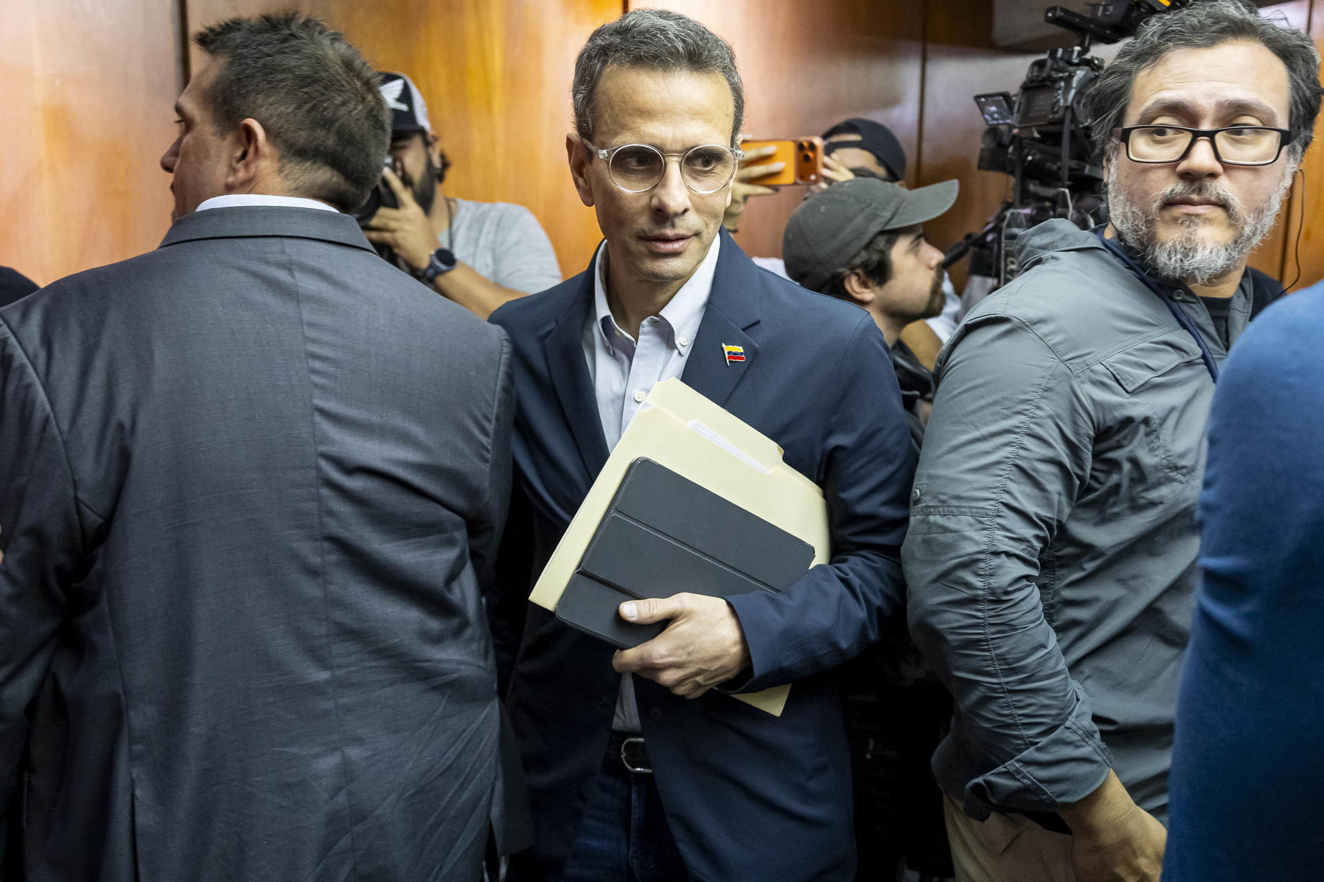 O opositor do chavismo Henrique Capriles durante coletiva de imprensa nesta semana na Venezuela.