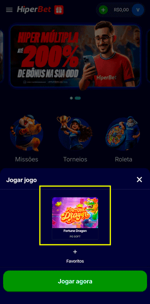 Slot Fortune Dragon na página inicial do cassino da Hiperbet