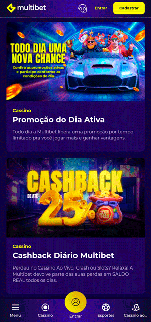 Página de Promoções da Multibet com destaque na oferta de cashback