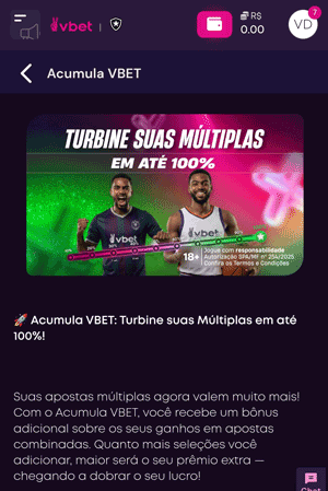 Página da oferta Múltipla Turbinada na VBET