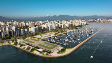 Parque Urbano Marina Beira-Mar, em Florianópolis (SC), terá 440 mil m² de área construída e capacidade para mais de 600 embarcações. Imagem referente a matéria