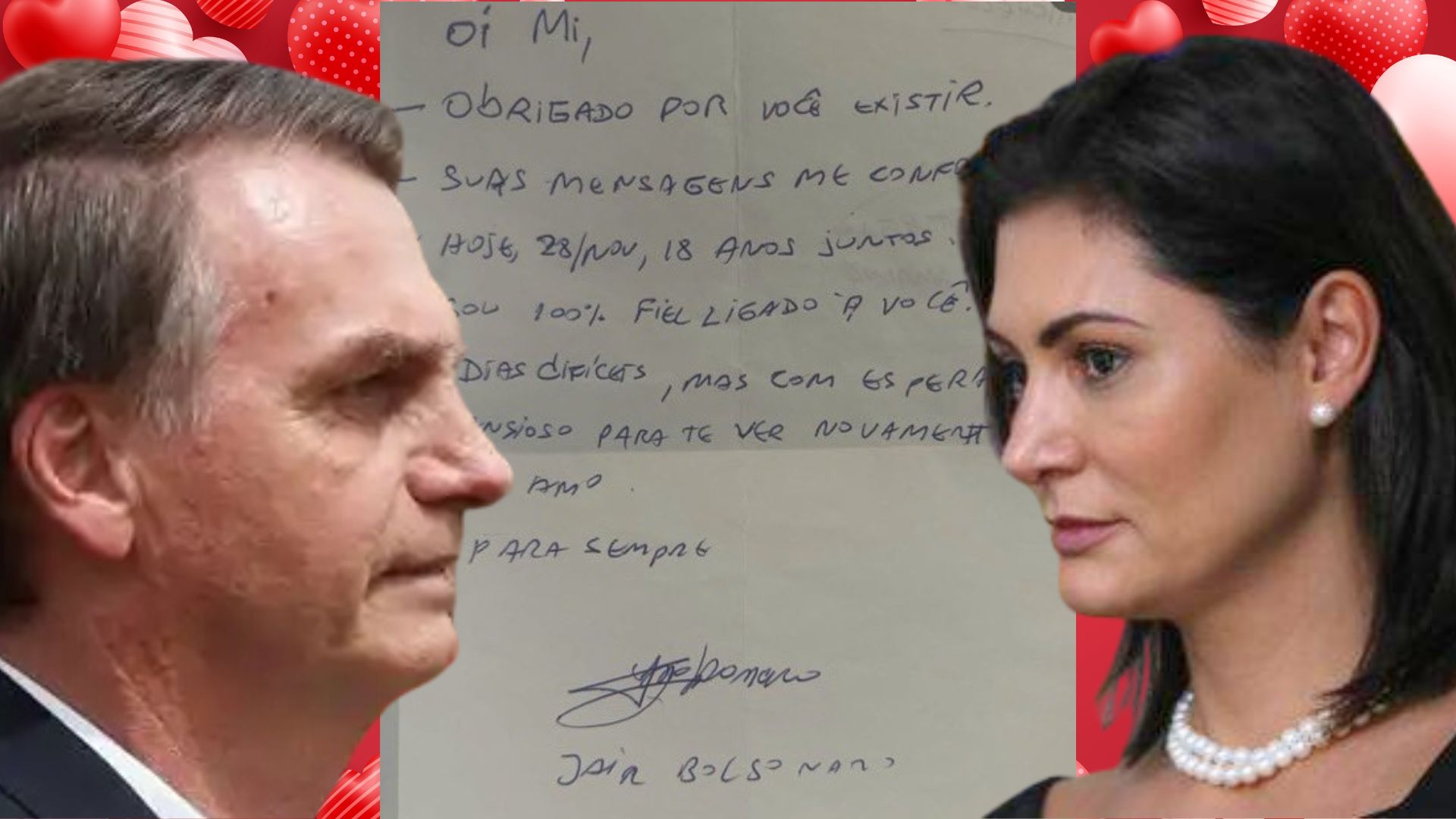A carta de amor de Bolsonaro para Michelle: tópicos.