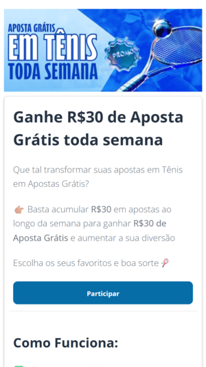 Oferta de aposta grátis em tênis da Sportingbet
