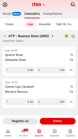 Mercados de apostas ao vivo em tênis na Superbet