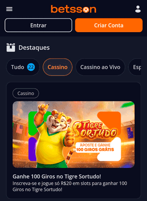 Oferta na Betsson que concede giros gráts após apostar no Fortune Tiger