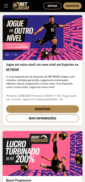 Captura de tela da página de promoções para esportes que são compatíveis com de apostas de R$ 3 na BetMGM