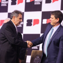 O secretário paulista da Segurança Pública, Osvaldo Nico Gonçalves, e o governador de São Paulo, Tarcísio de Freitas. Imagem referente a matéria