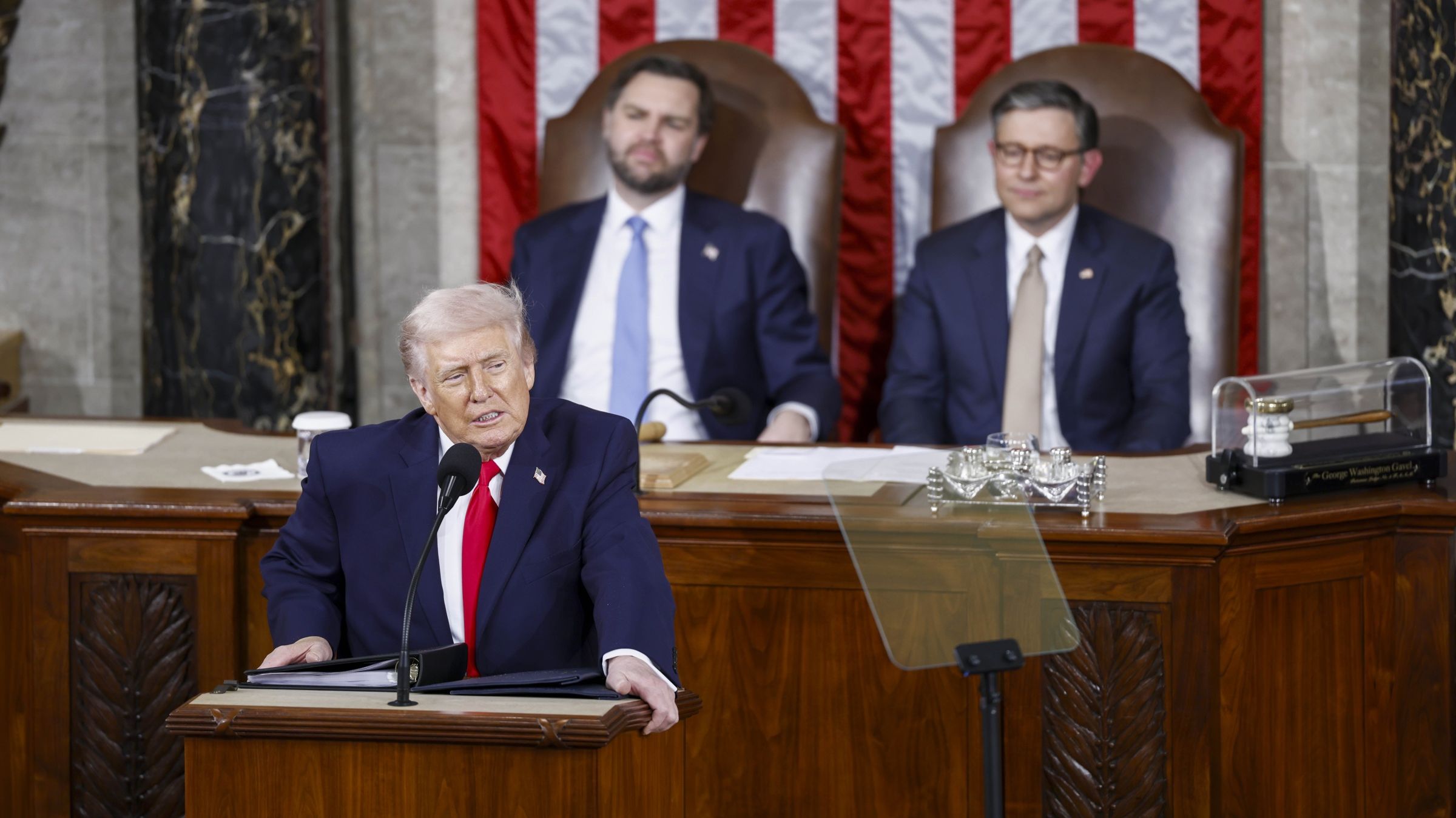 O presidente Donald Trump durante o discurso sobre o Estado da União, em 25 de fevereiro.