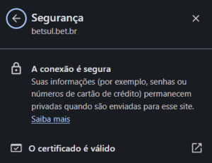 Dados de certificação de segurança da Betsul