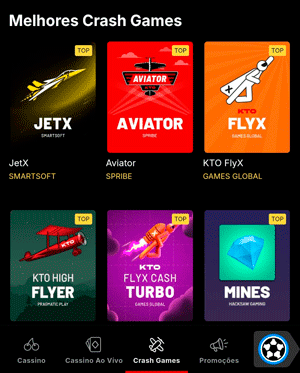 Lista dos melhores crash games no cassino da KTO
