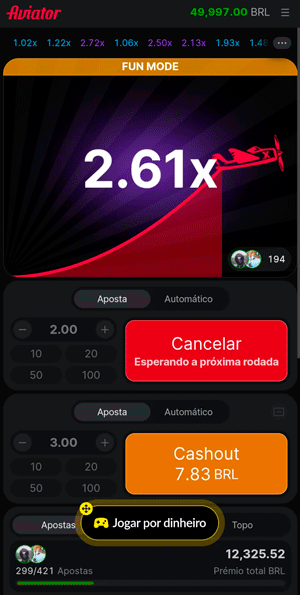 Demonstração de como funciona um crash game na prática, com exemplo do Aviator
