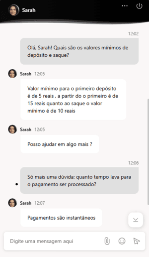 Exemplo real do chat ao vivo no Betboom app