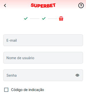 Passo 3 no cadastro da Superbet