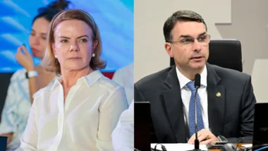 Gleisi acusou senador de integrar "rede político" ligada ao Comando Vermelho. Flávio respondeu: "acuse-os do que você faz".