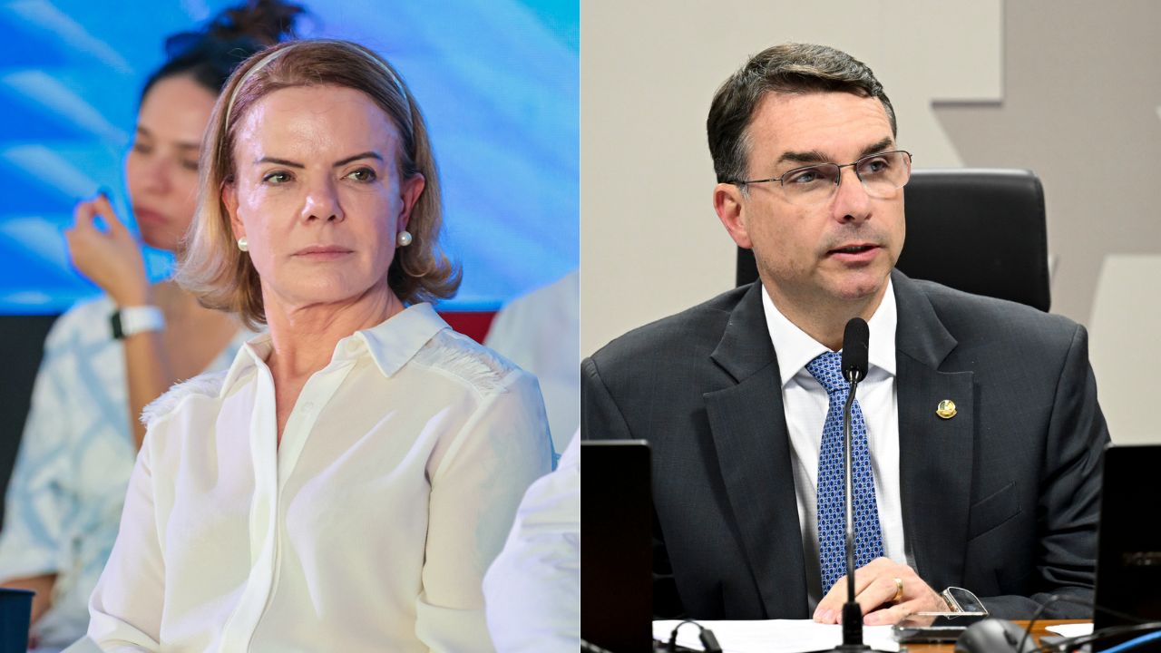 Gleisi acusou senador de integrar “rede político” ligada ao Comando Vermelho. Flávio respondeu: “acuse-os do que você faz”.