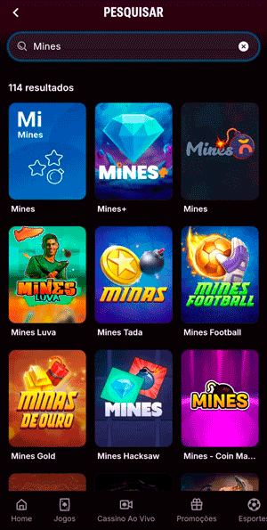 Print do site de apostas Superbet com as opções de Mines disponíveis