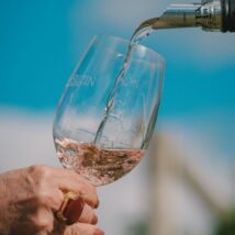 O negócio que cresce a quase mil metros de altitude e transforma a região mais fria do Brasil mão de uma mulher segurando uma taça de vinho enquanto uma garrafa derruba o vinho de altitude dentro dela. ao fundo um céu azul