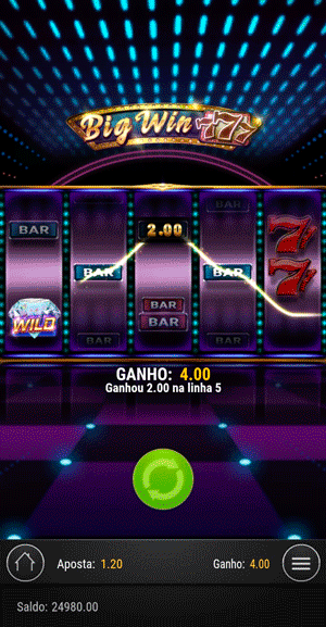 Símbolo Wild ativado em rodada do Big Win 777