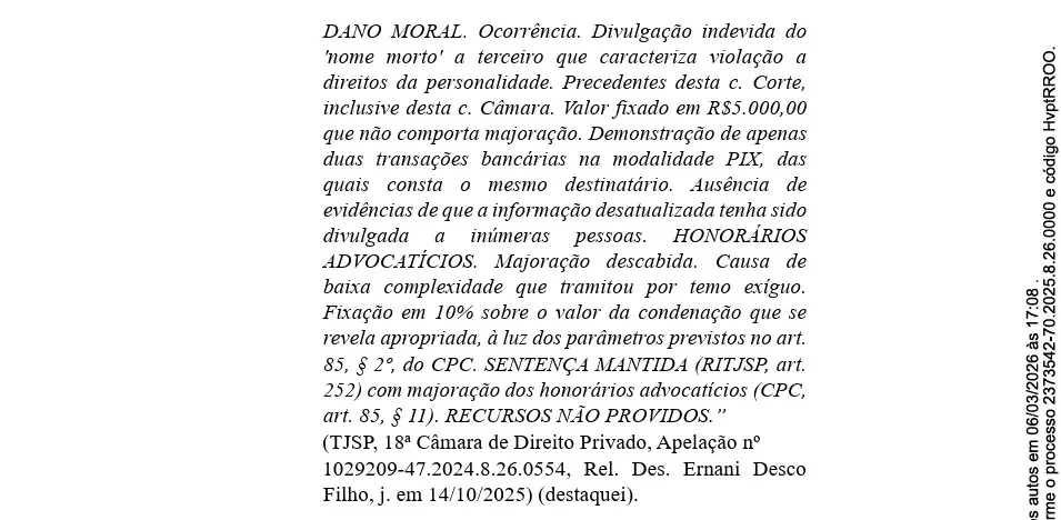Em uma das jurisprudências do TJ-SP apresentadas, a multa foi de R$ 5 mil