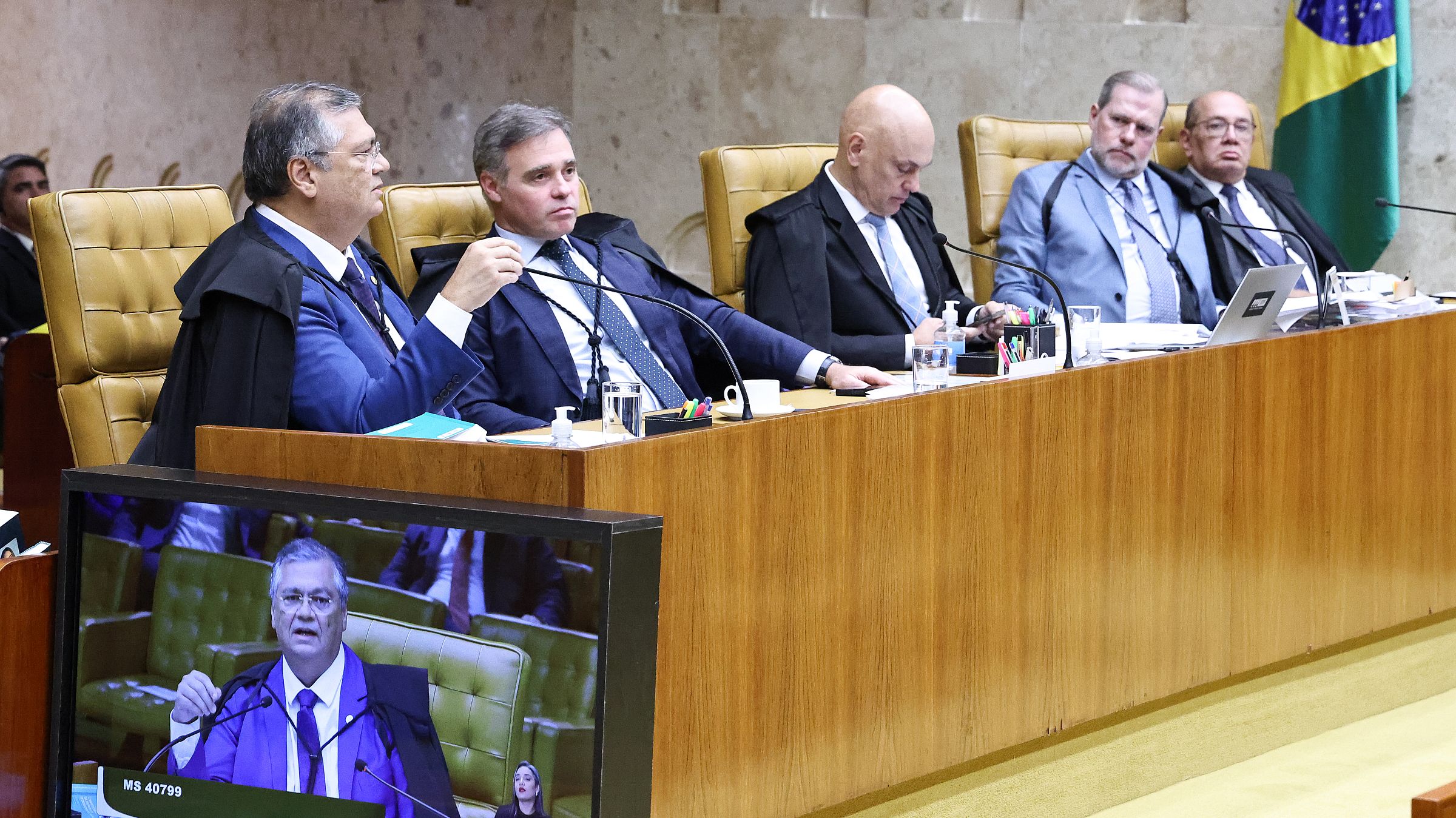 Ministros do STF durante julgamento sobre prorrogação da CPMI do INSS.