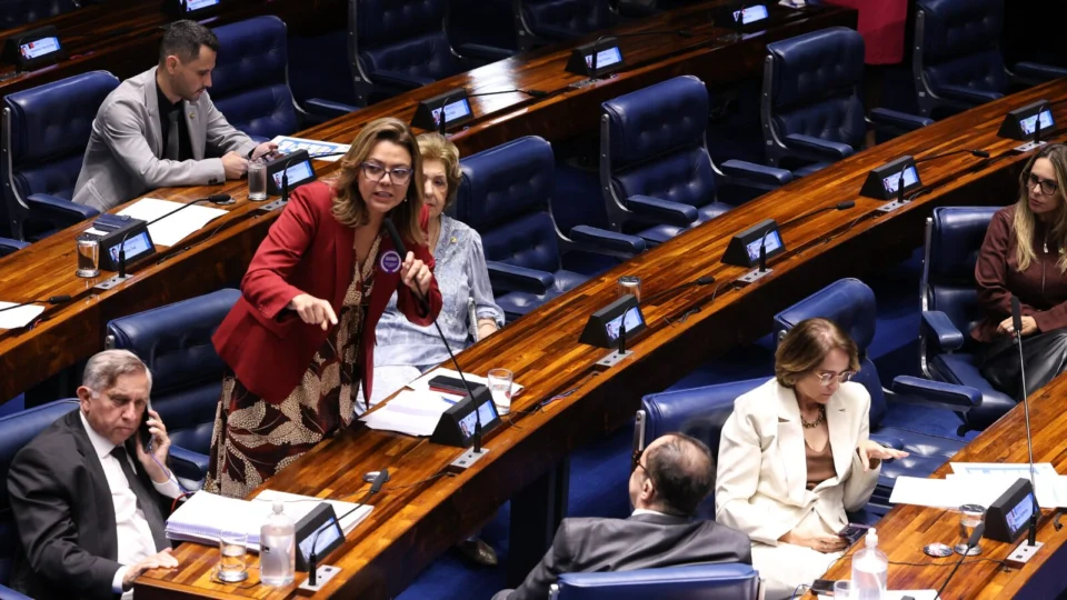 Sessão do Senado que aprovou o PL da Misoginia, em 24 de março: conteúdo restringe liberdade de expressão.