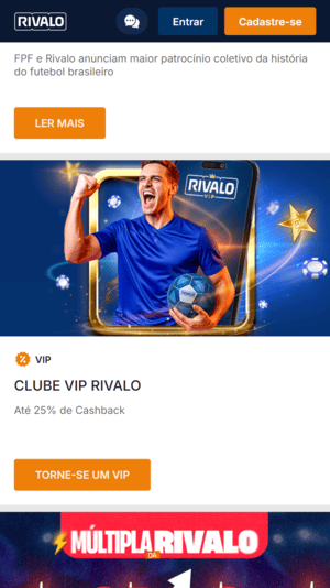 Cashback disponível através do clube Vip Rivalo