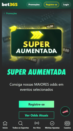 Aba de aposta Super Aumentada na bet365
