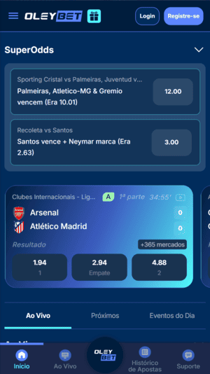 Superodds disponíveis na Oleybet