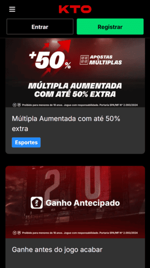 Ofertas de ganho antecipado e múltiplas aumentadas na KTO