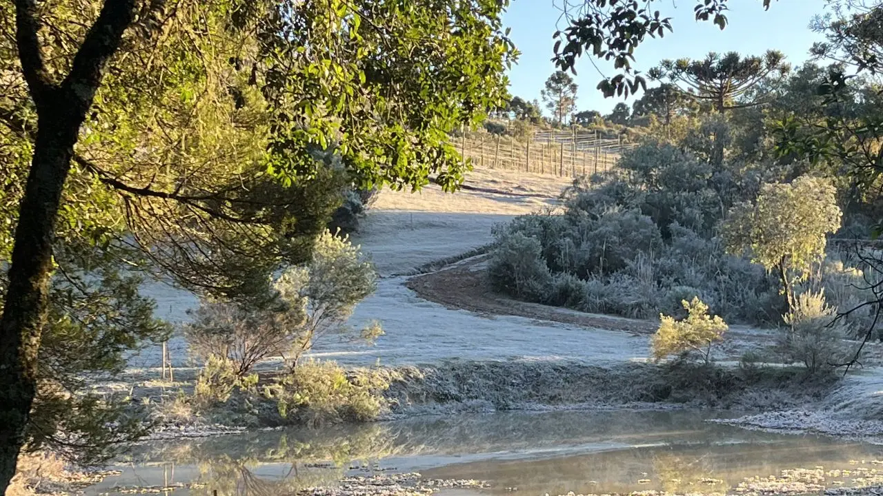 paisagem de Urupema coberta de geada