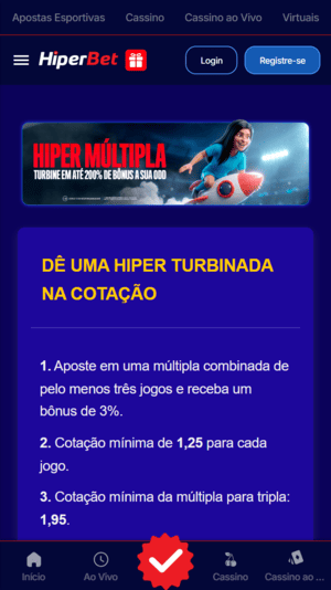 Promoção da Hiperbet com aumento nas múltiplas
