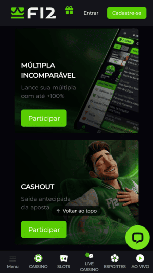 Oferta de prêmios apostando pouco na F12.bet