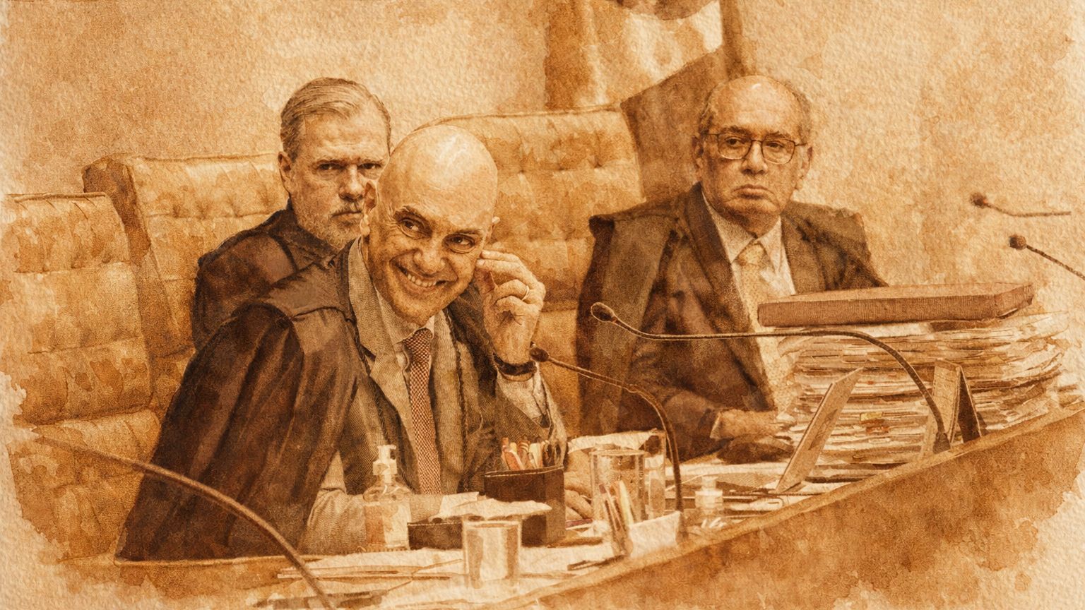 Os ministros do STF Dias Toffoli, Alexandre de Moraes e Gilmar Mendes.