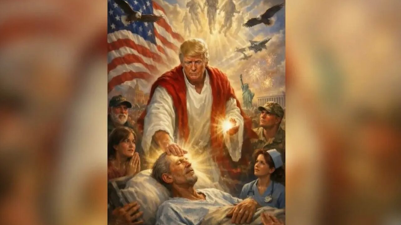 Imagem de IA em que Trump aparece como Cristo provoca reação inédita na direita e revela um desgaste entre eleitores cristãos do presidente americano
