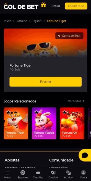 Captura de tela da Goldebet com Fortune Tiger no cassino