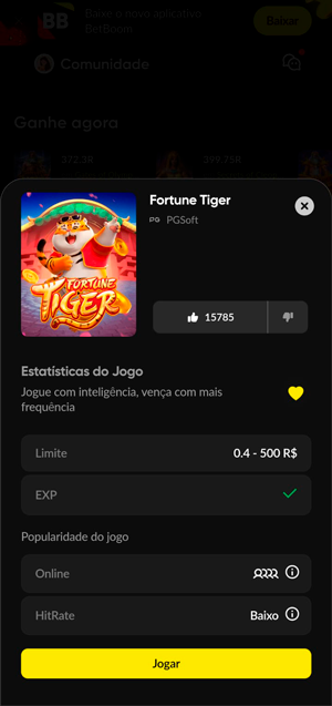 Captura de tela da plataforma Betboom com o Fortune Tiger